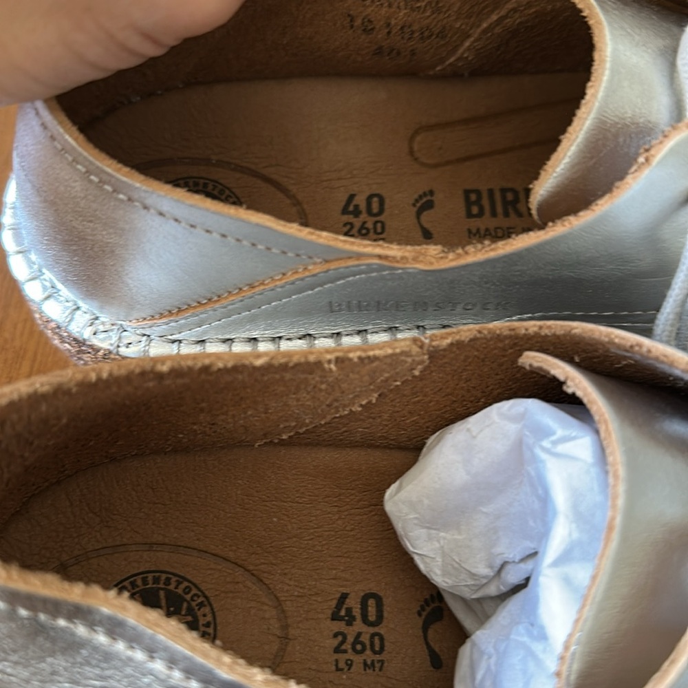 Birkenstock Gary Metalic Silver Lace-Up loafers new no box size 9.5 - Picture 12 of 12